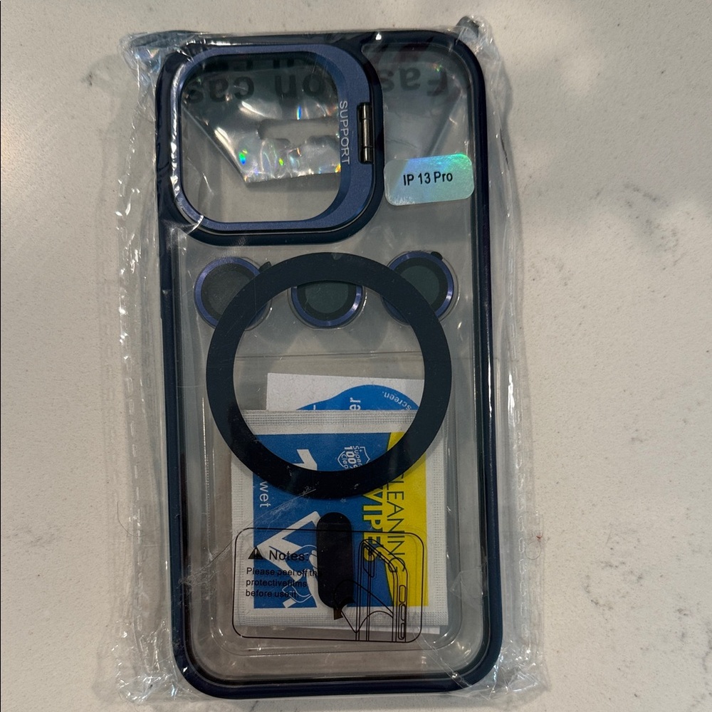 NEW Clear Protective iPhone 13 Pro Case with Navy Blue Accents